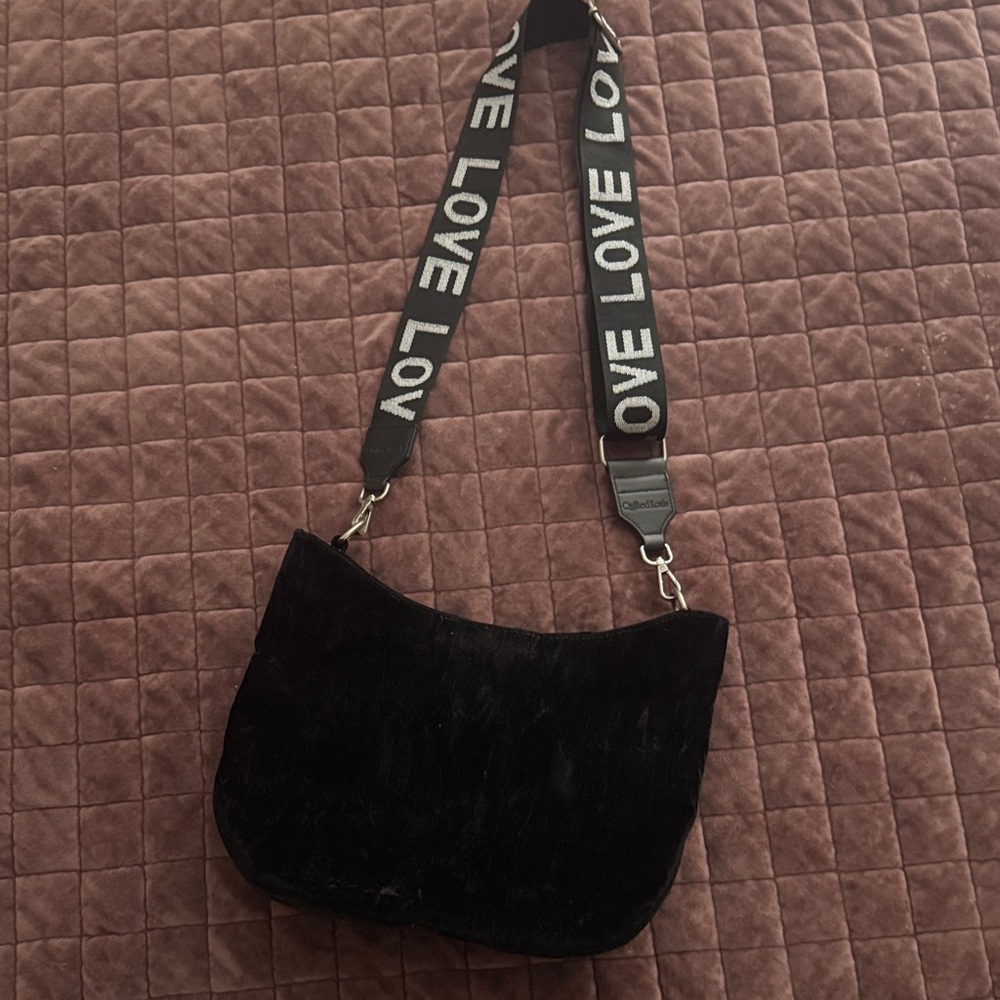 Quilted Koala is Black Shoulder Bag with LOVE Strap